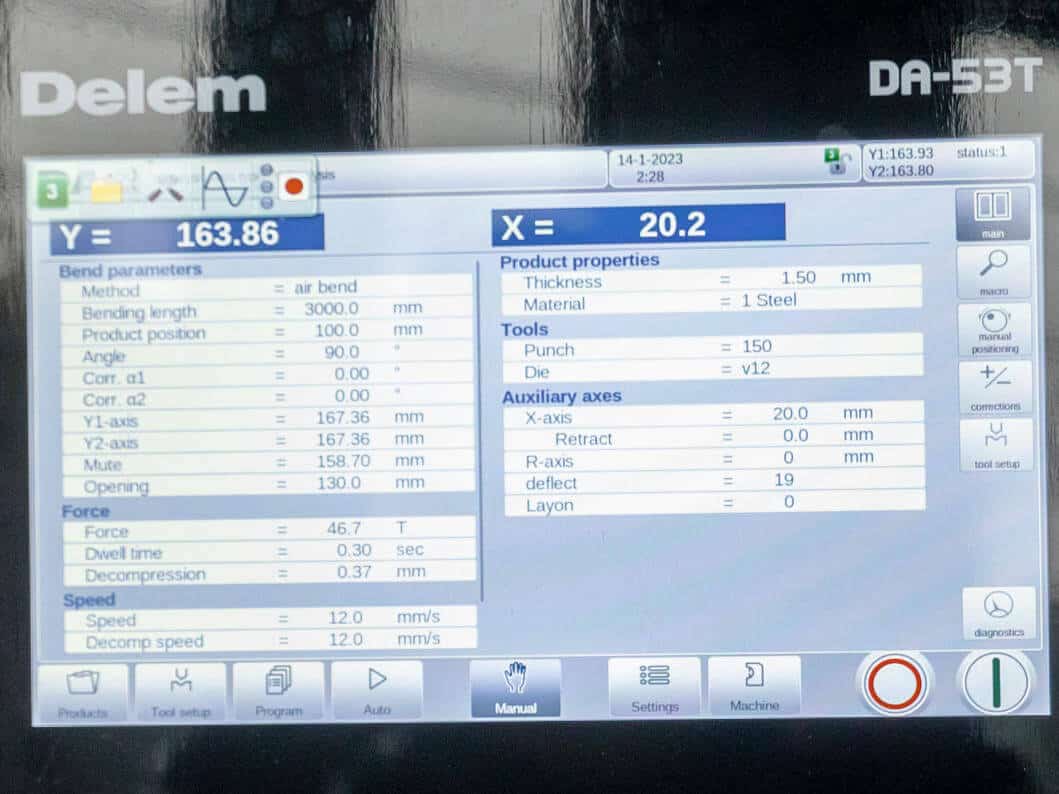 CNC press brake crowning adjustment settings