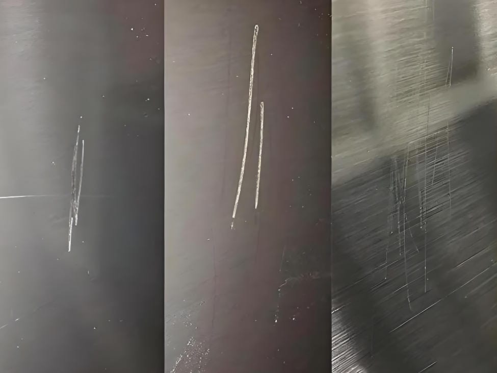 Workpiece surface scratches