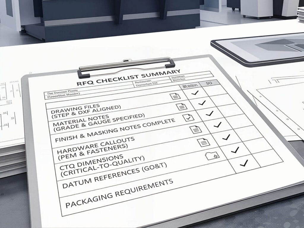 Press brake RFQ checklist overview